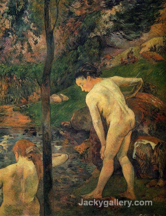 Two girls bathing by Paul Gauguin paintings reproduction - Click Image to Close